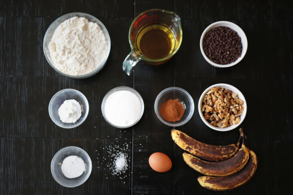 Banana Muffin Ingredients illustrated In Picture. 